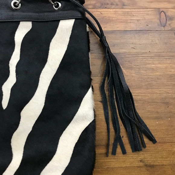 Giannotti Leather & Pony Hair Tote Bag Purse Zebra - Picture 3 of 8
